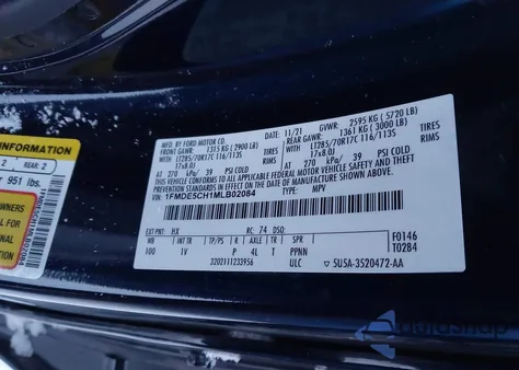 2021 Ford Bronco Badlands из США, поврежденный, VIN 1FMDE5CH1MLB02084